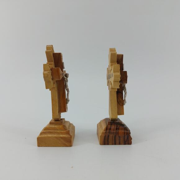 Set 2 Crosses Jesus Jerusalem Olive Wood Crucifix Holy Land - Picture 3 of 12